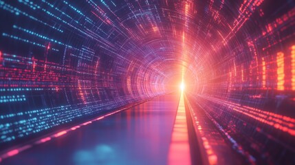 Fototapeta premium Digital Tunnel of Light - Futuristic Technology Art