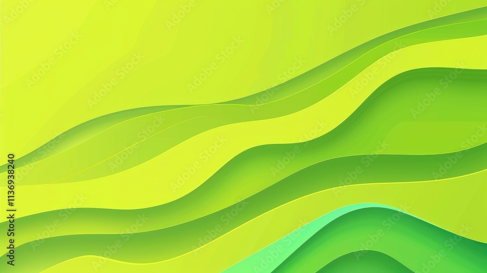 Poster abstract green waves create a smooth, flowing design with a vibrant gradient.