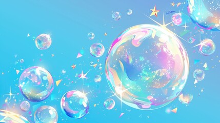 A vibrant illustration of colorful bubbles floating against a blue background.