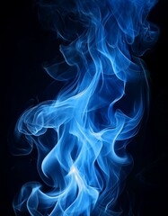 Obraz premium image de feu bleu sur fond, noir, flammes de gaz brulantes en ia