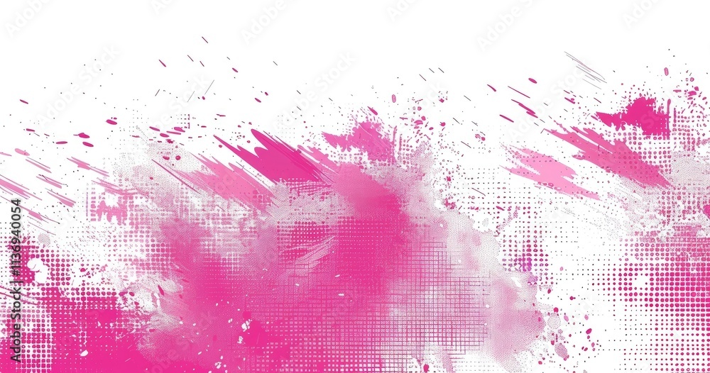 Poster abstract pink splash design with textured elements for creative projects.