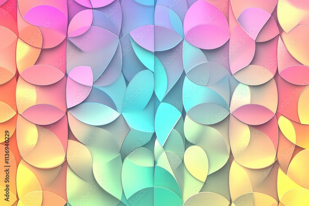 Poster this artwork features vibrant, layered shapes that blend beautifully, creating an eye-catching patte