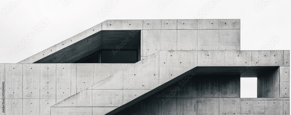 Aufkleber abstract empty new generation building structure made of gray concrete