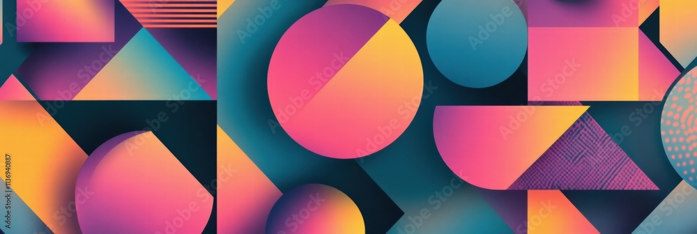 Aufkleber colorful geometric forms intertwine in a captivating seamless pattern, evoking a sense of energy and