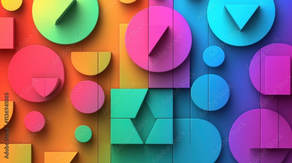 Aufkleber colorful geometric forms playfully blend in a seamless pattern, showcasing a beautiful array of circ