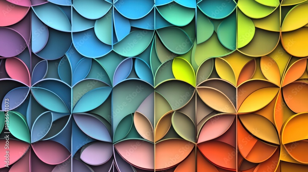 Poster colorful petals intertwine in a captivating seamless pattern, creating a stunning visual of harmony 