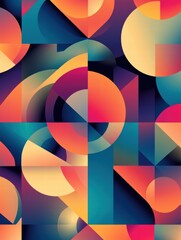 Fototapeta premium Dynamic arrangement of geometric shapes and vibrant hues creates an eye-catching seamless pattern ideal for contemporary art lovers. Generative AI
