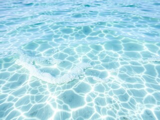 Obraz premium Blue turquoise water with foam and waves, nature, purity