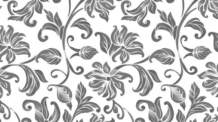 A decorative floral pattern in grayscale on a white background.
