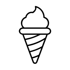 ice cream cone icon, summer holiday line art, holiday icon - simple black line art icon of ice cream cone, for summer holiday celebrations. holiday vector art.