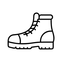 hiking boots icon, summer holiday line art, holiday icon - simple black line art icon of hiking boots, for summer holiday celebrations. holiday vector art.