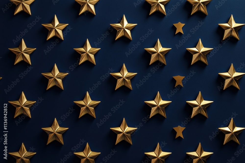 Aufkleber a captivating seamless pattern of golden stars in various sizes on a deep navy background, great for
