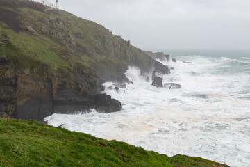 Rough seas at The Lizard in Cornwall