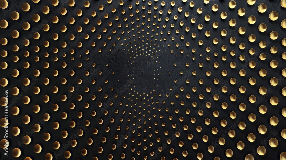 Poster a textured wall featuring numerous golden circular elements in a dynamic arrangement.