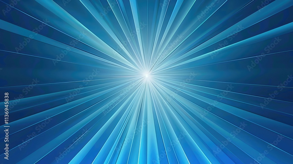Poster a radiant burst of blue light with dynamic rays emanating from a central point.