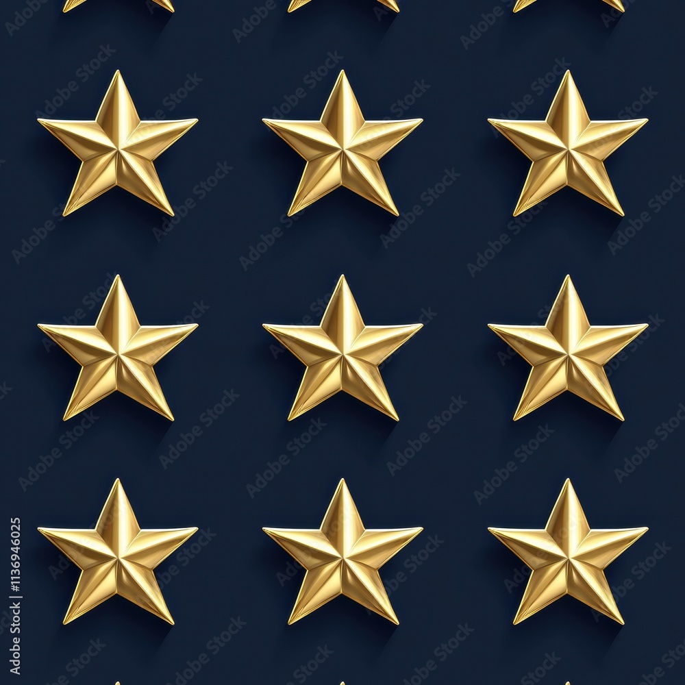 Poster bright golden stars in a flawless arrangement create a captivating pattern against a rich blue backd