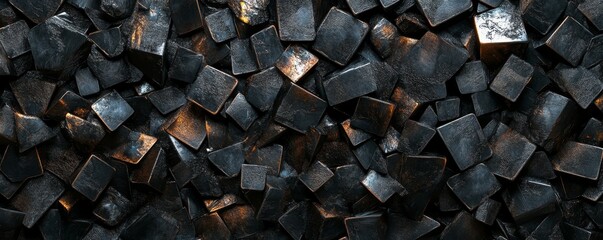 Black Blocks neatly organized to make a Futuristic abstract background. .