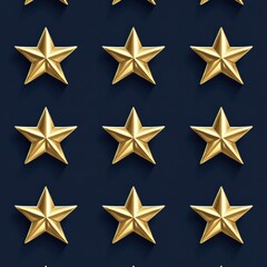 Obraz premium Bright golden stars in a flawless arrangement create a captivating pattern against a rich blue backdrop, perfect for various design needs. Generative AI