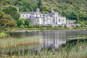 357 kylmore abbey, connemara, county, galway, reflected