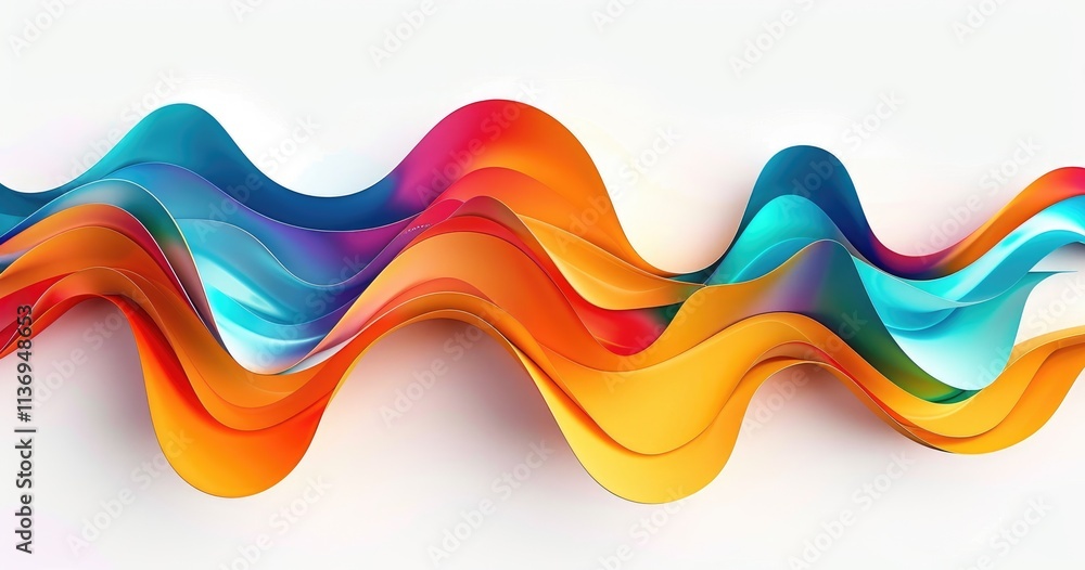 Poster abstract colorful wave design with smooth curves and gradients.