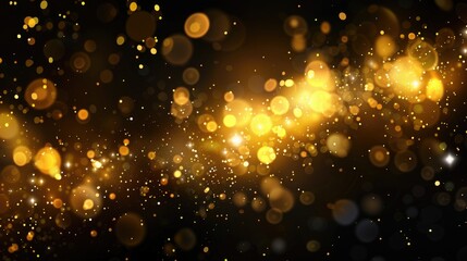 Fototapeta premium A vibrant display of golden bokeh lights against a dark background, ideal for festive themes.