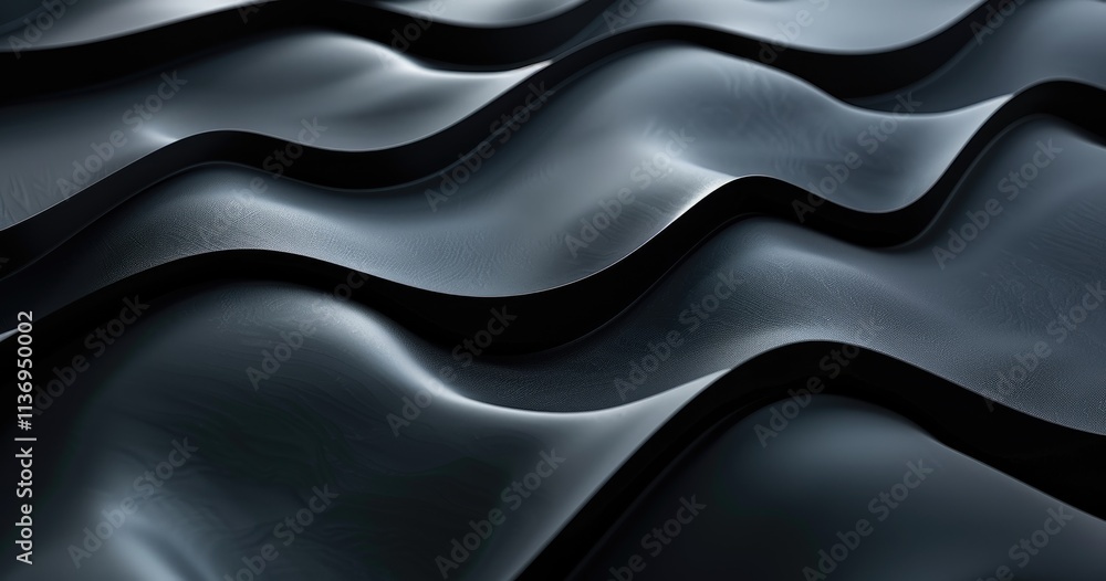 Poster a close-up view of smooth, undulating black waves creating a textured surface.