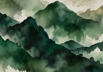 mountains in the fog