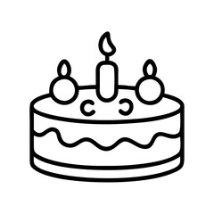 dog birthday cake icon, dog day line art, dog day icon - simple black line art icon of dog birthday cake, for dog day celebrations. dog day vector art.