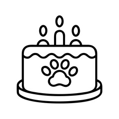 dog birthday cake icon, dog day line art, dog day icon - simple black line art icon of dog birthday cake, for dog day celebrations. dog day vector art.