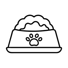 dog bowl with water icon, dog day line art, dog day icon - simple black line art icon of dog bowl with water, for dog day celebrations. dog day vector art.