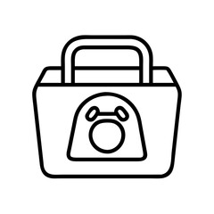 dog carrier bag icon, dog day line art, dog day icon - simple black line art icon of dog carrier bag, for dog day celebrations. dog day vector art.