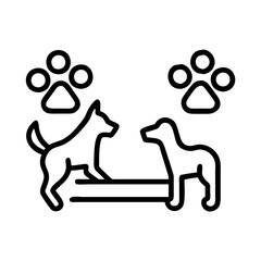 dog park icon, dog day line art, dog day icon - simple black line art icon of dog park, for dog day celebrations. dog day vector art.