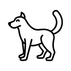 dog with wagging tail icon, dog day line art, dog day icon - simple black line art icon of dog with wagging tail, for dog day celebrations. dog day vector art.