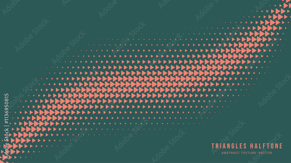 Aufkleber triangle halftone pattern smooth curved line border vector orange green abstract background. ultra m