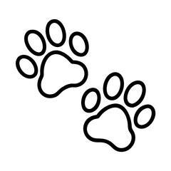 puppy paw prints icon, dog day line art, dog day icon - simple black line art icon of puppy paw prints, for dog day celebrations. dog day vector art.