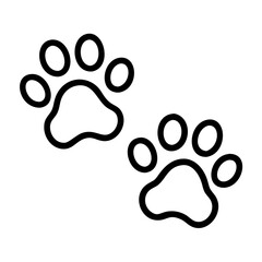 puppy paw prints icon, dog day line art, dog day icon - simple black line art icon of puppy paw prints, for dog day celebrations. dog day vector art.