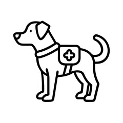 rescue dog icon, dog day line art, dog day icon - simple black line art icon of rescue dog, for dog day celebrations. dog day vector art.