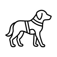 rescue dog icon, dog day line art, dog day icon - simple black line art icon of rescue dog, for dog day celebrations. dog day vector art.