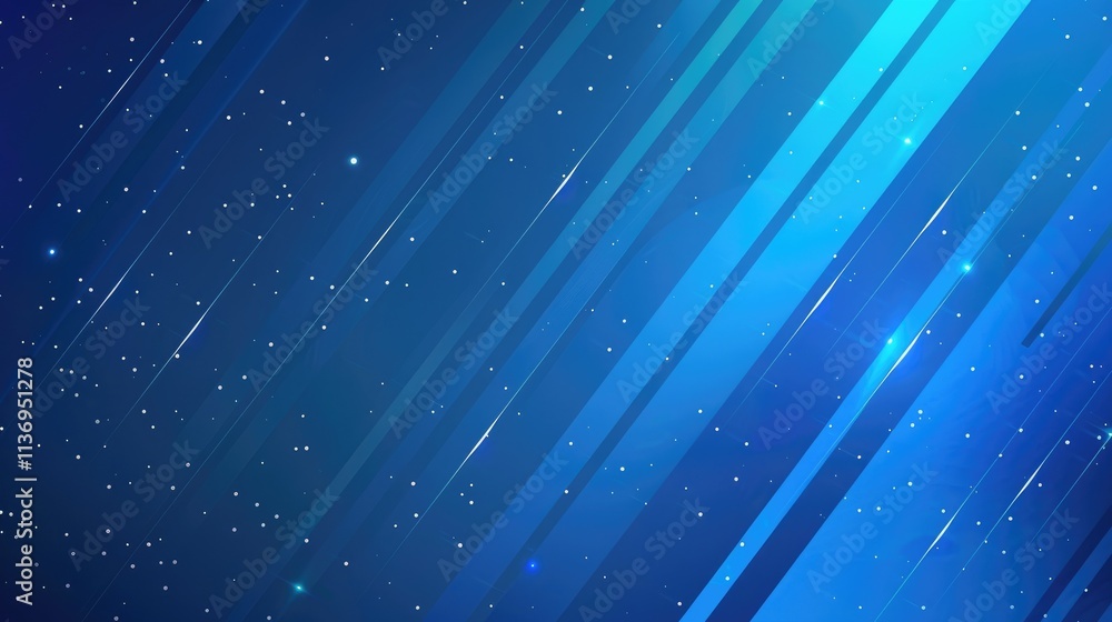Poster a vibrant abstract background with diagonal lines and sparkling stars in shades of blue.