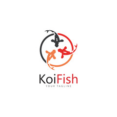 koi fish logo design vector template