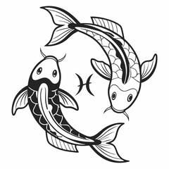 illustration of a pisces fish, astrology symbol, zodiac signs 