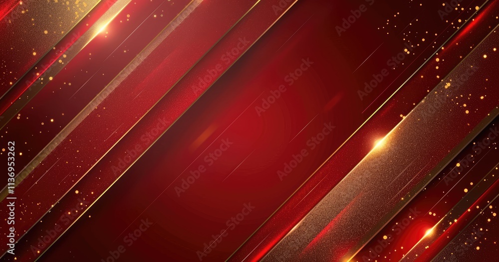 Poster a vibrant abstract background featuring red and gold stripes with sparkling elements.