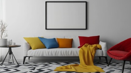 Modern Living Room with Colorful Accents