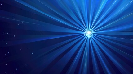 Obraz premium A vibrant blue abstract background with radiant lines emanating from a central point.