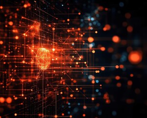 Obraz premium A glowing neural network displayed on a futuristic interface, representing problemsolving cloud network solutions