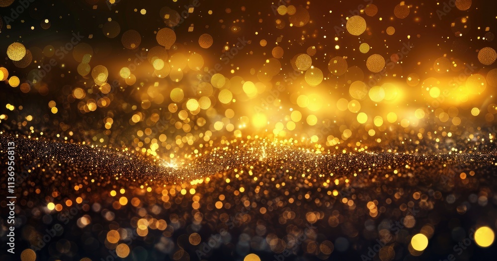 Poster a shimmering background of golden particles creating a festive and elegant atmosphere.