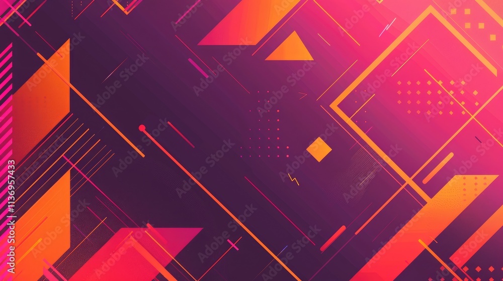 Poster abstract geometric design with vibrant colors and dynamic shapes.