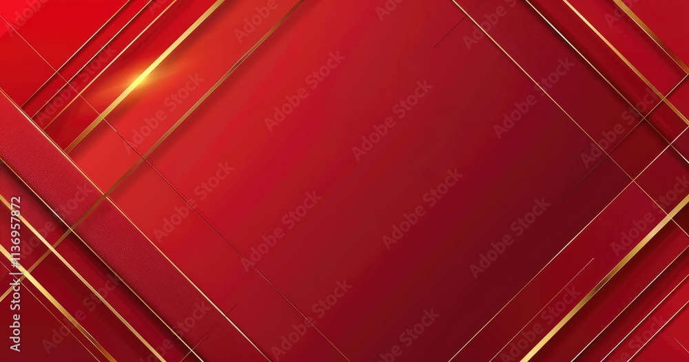 Poster a vibrant abstract background with red and gold geometric patterns.