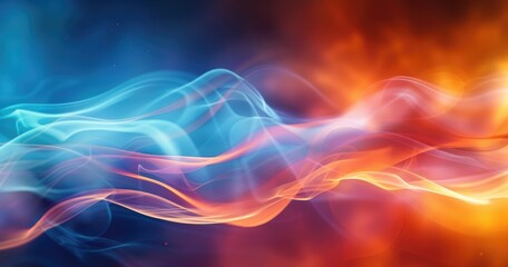 Fototapeta premium Abstract swirling waves of blue and orange, creating a dynamic and vibrant visual effect.