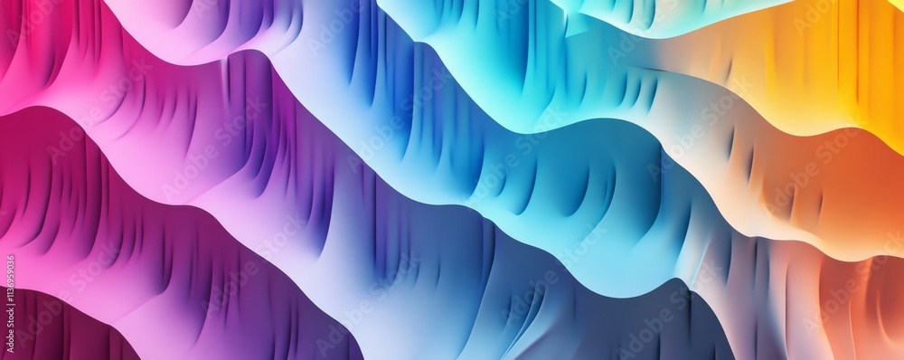 Poster multicolored tech background with a geometric structure. vibrant, stepped design with extruded futur